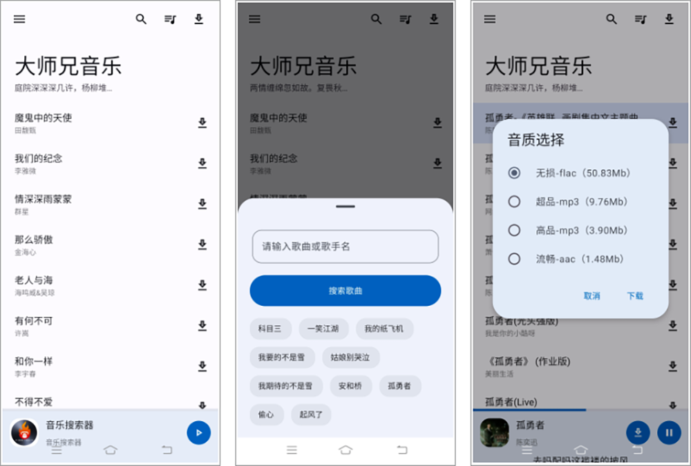 安卓丨大师兄音乐_1.3.0，免费畅听全网，请低调使用