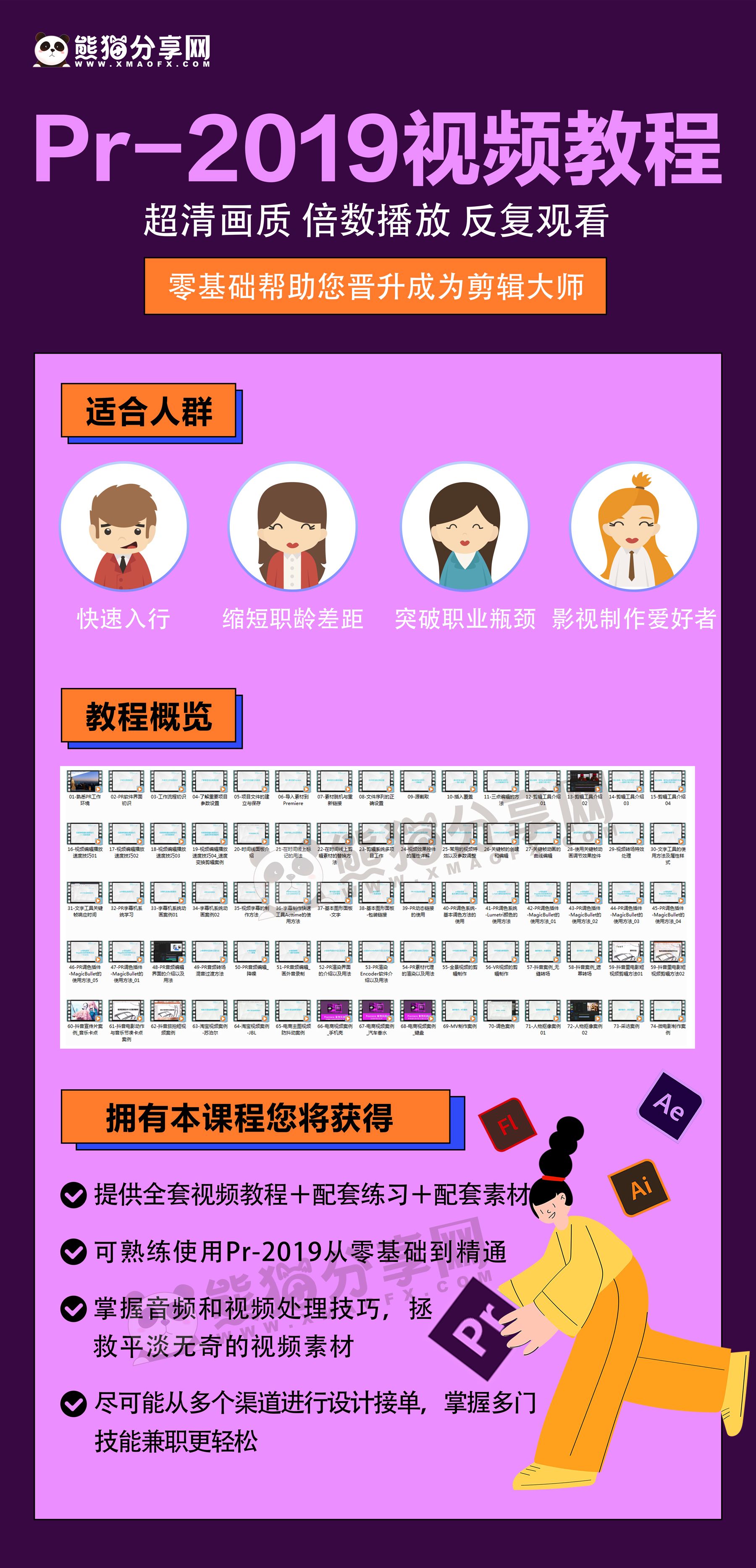 视频教程丨Pr-2019教程 - 从入门到精通，玩转视频剪辑